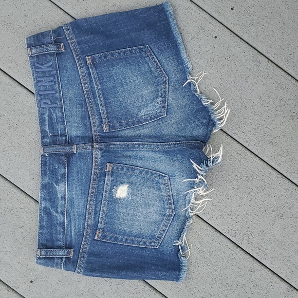 Victoria's Secret PINK Bedazzled Star Distressed Hem Jean Shorts - Picture 9 of 9